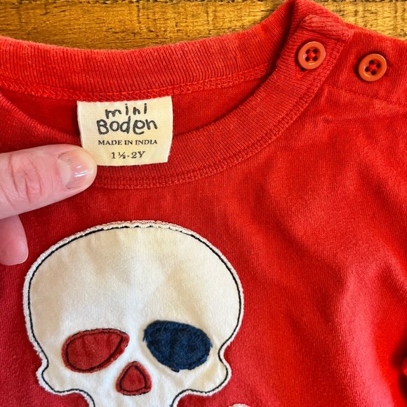 Boys Mini Boden Skull Long Sleeve Tee Size 1.5-2 - Picture 3 of 3